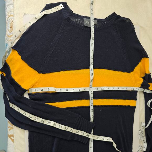 Y2K Armani Exchange Men's Semi Sheer Linen Blend Navy Sweater NWT NOS Size XL - Picture 5 of 9